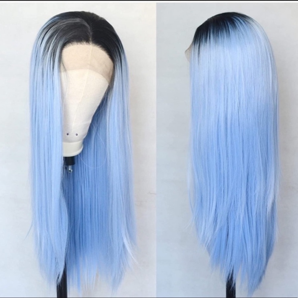 💕Baby Blue OMBRÉ 24” STRAIGHT LACE FRONT  WIG NWT